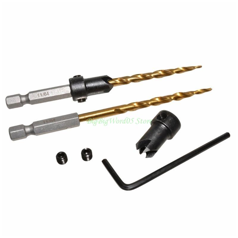 24TE Sturdy Countersink Drill Bit Set Fit for Wood /Plastic /Metal 5 Pcs