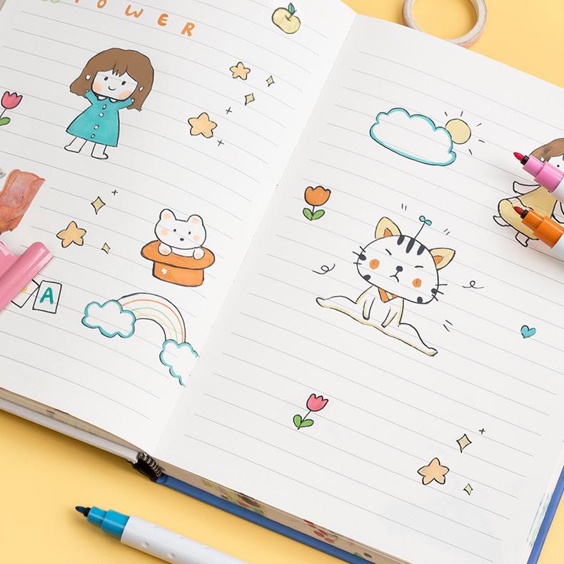 12/36 färger Klick Akvarell Penna Konst Markör Set Tvättbar Färgglad Handskrift Notera Måla Hand Konto Penna för student