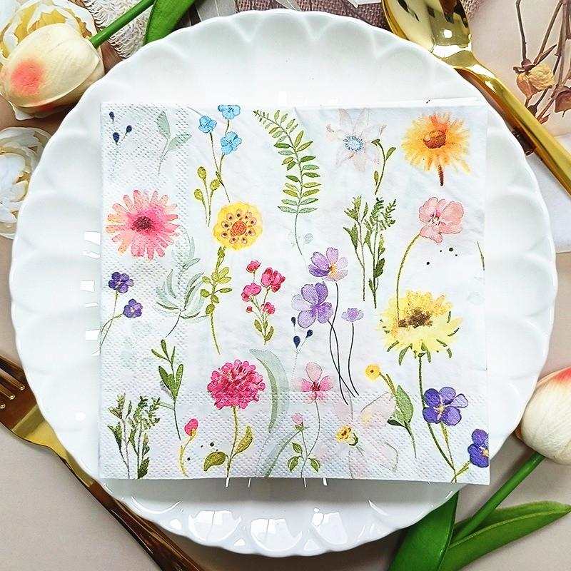 20pcs/pack Decoupage Table Paper Napkins Elegant Tissue Flower Birthday Wedding Party Home Beautiful Decor