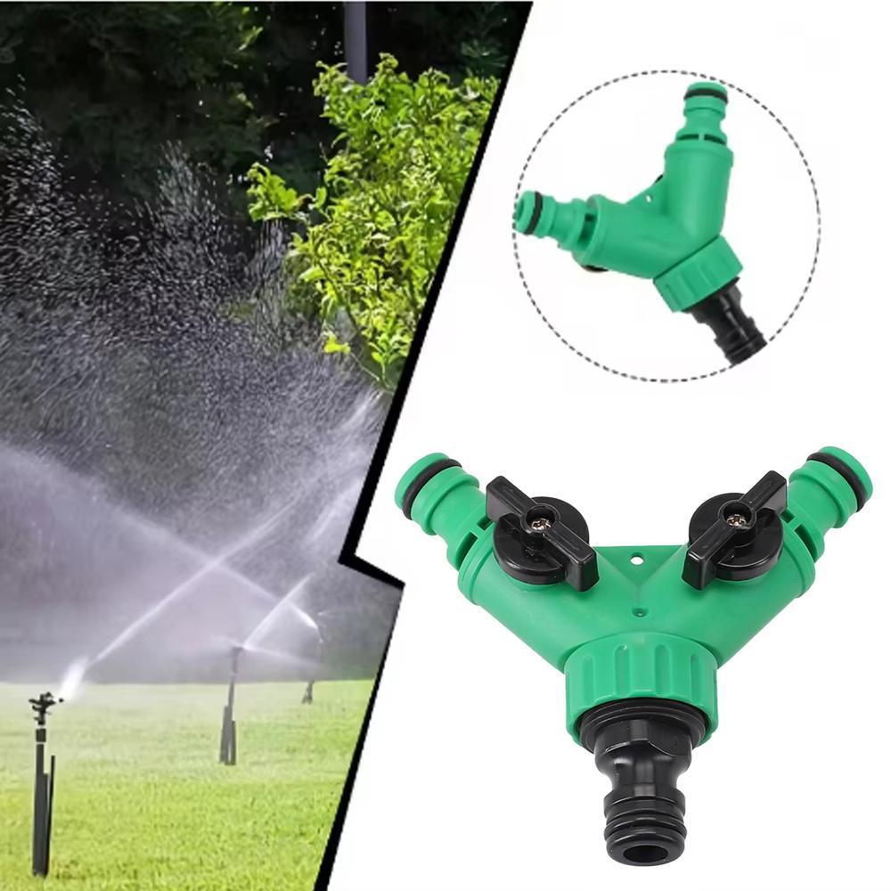 Garden Water Pipe Connectors Pipe Adapter Y Shape Hose Splitter Valve Three Way Plastic Valve with Switch for Flower Planting