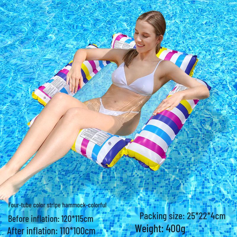 Tumbona Flotante Inflable Plegable Transfronteriza con Respaldo y Malla