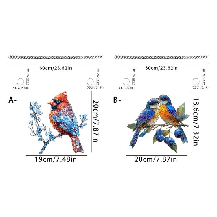 Stained Acrylic Wall Art 2D Colorful Bird Design Window Hanging Ornament Home Office Store Decoration Compacts Size