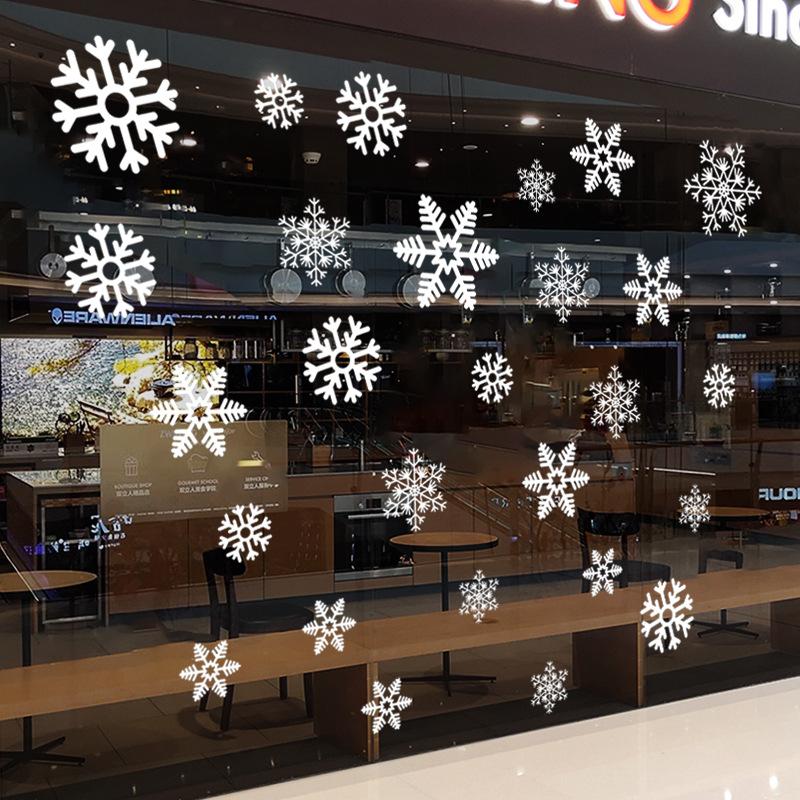 White Snowflake Christmas Atmosphere Decorations, Electrostatic Stickers, Glass Window Display Scenes