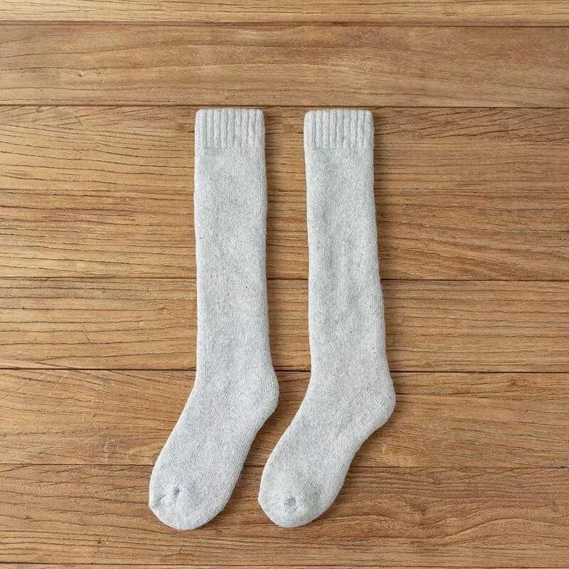 1 Pair Winter Thick Warm Knee-High Men'S Wool Socks Men'S Merino Calf Socks Casual Cashmere Terry Socks Fashion Stockings Men