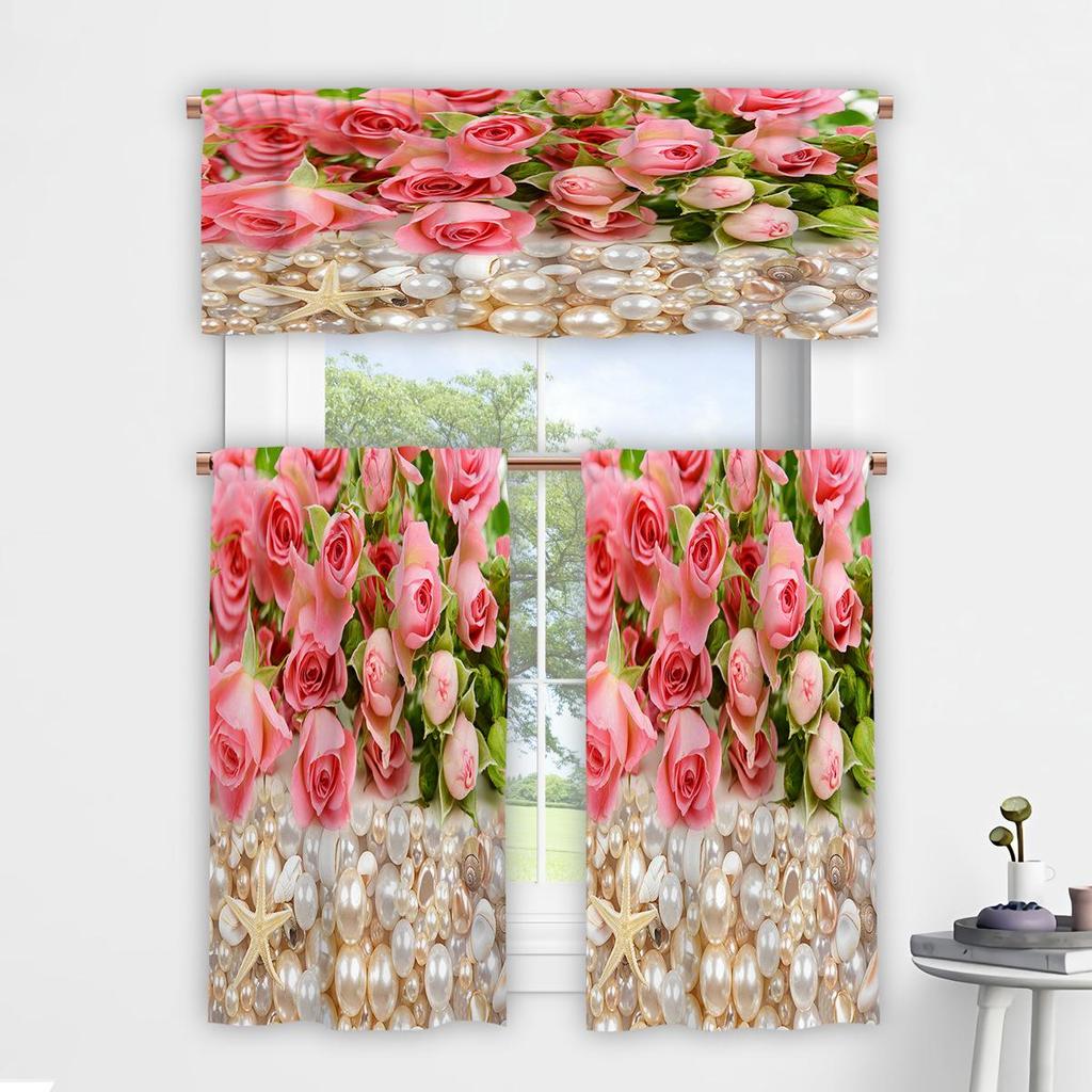 3D Floral Pattern Digital Print Kitchen Valance