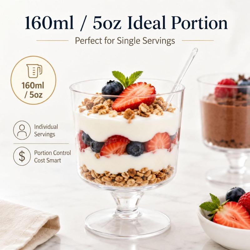 Disposable Plastic Cups with Spoons Transparent DIY Dessert Cup Pudding Container for Ice Cream Cake Fruit Yogurt Snacks Bowls