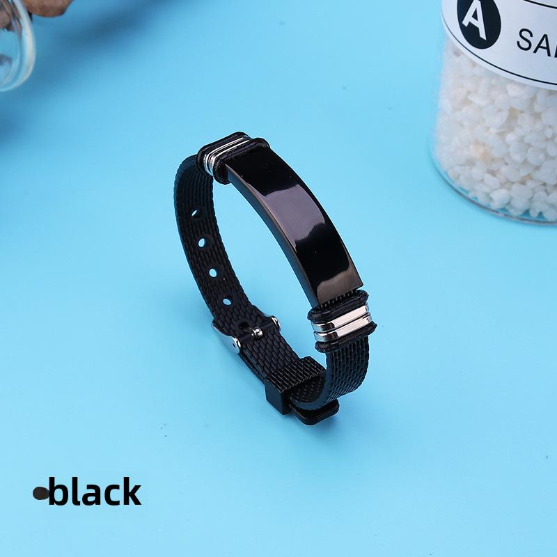 

Регулируемый гравированный браслет для пары из ПВХ и нержавеющей стали на День святого Валентина чёрный