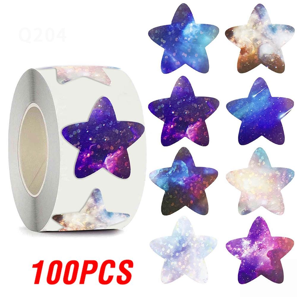 100-500Pcs High-Quality Laser High-Quality Gold High-Quality Foil Self-Adhesive High-Quality Star High-Quality Stickers High-Quality Reward