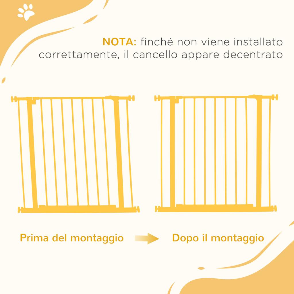 Cancello di Sicurezza Espandibile per Animali Facile Installazione con Supporti a Pressione Acciaio Resistente con Finitura Verniciata a Polvere Bianco 76x76-82cm