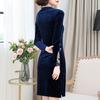 Plus Size Velvet Dress  Long Sleeve Woman Spring Autumn A-line Dress Woman Mid-length Slim Dress for Party