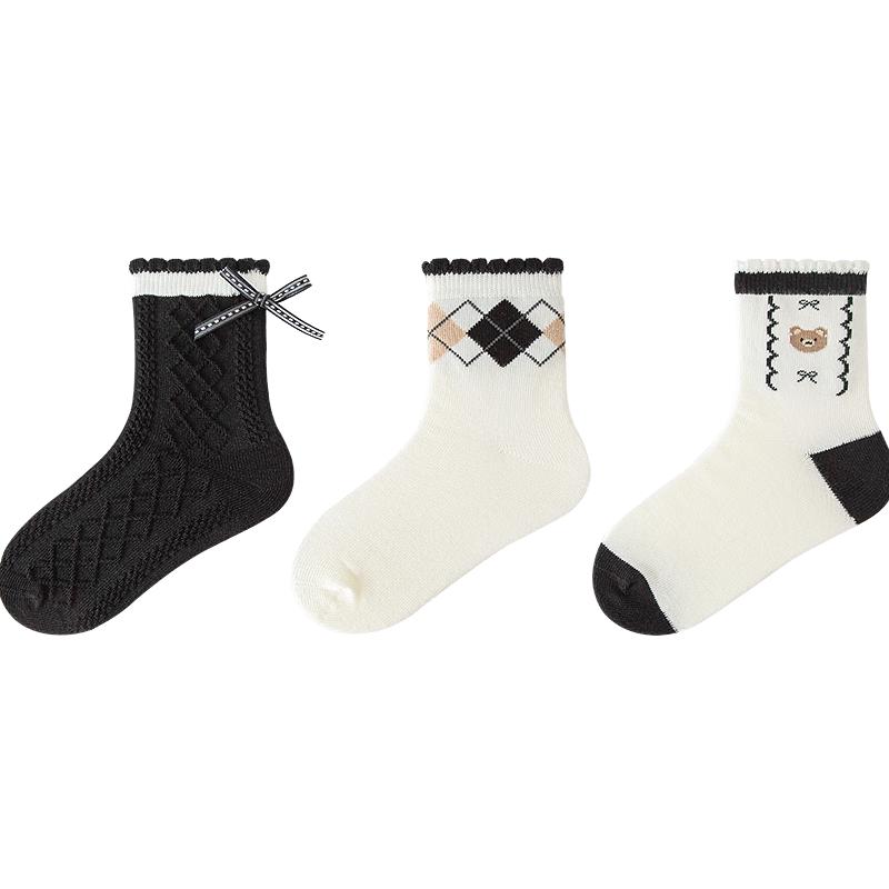 Mini Balabala Kids 3-Pack Soft Mid-Tube Cotton Socks 100