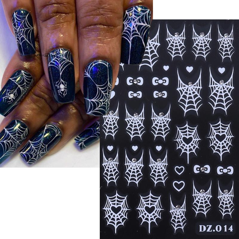 1/4Pcs Halloween Cute Spider Nail Stickers Slide Decals Manicure Decoration Nail Supplies for Creative Nail Design