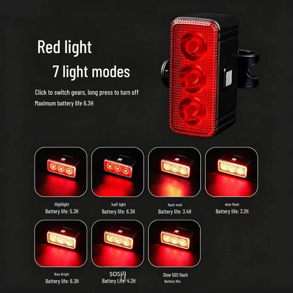 High-Brightness Waterproof Bicycle Head & Taillight with Type-C Charging for Night Cycling
