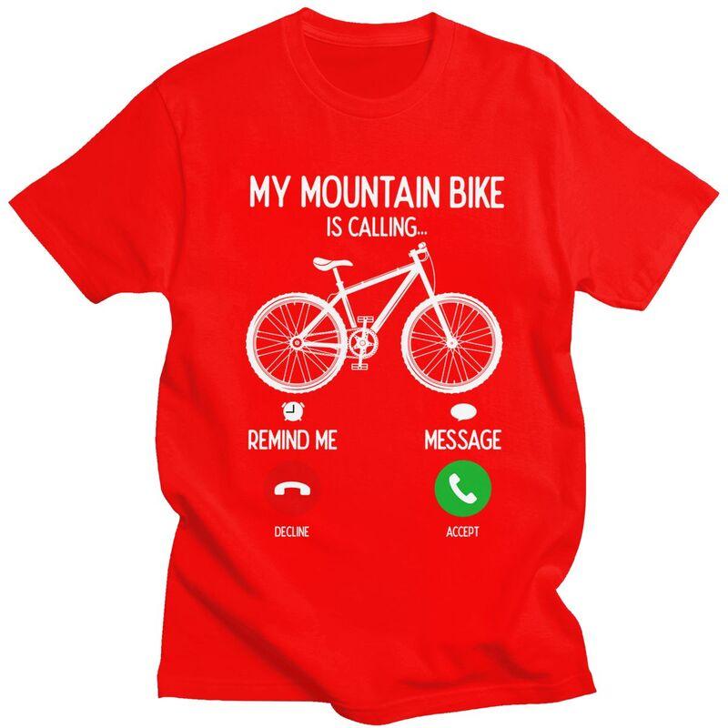 

Футболка с принтом Custom Mountain Bike Is Calling для мужчин, с коротким рукавом, для отдыха, велосипедиста MTB, из чистого хлопка S