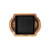 Lava Cast Iron Square Skillet. Dual Handle, With Wooden Platter  12X12cm.