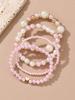 Women Elegant Faux Pearl Beaded Bracelets Combination Fashion Party Accessories