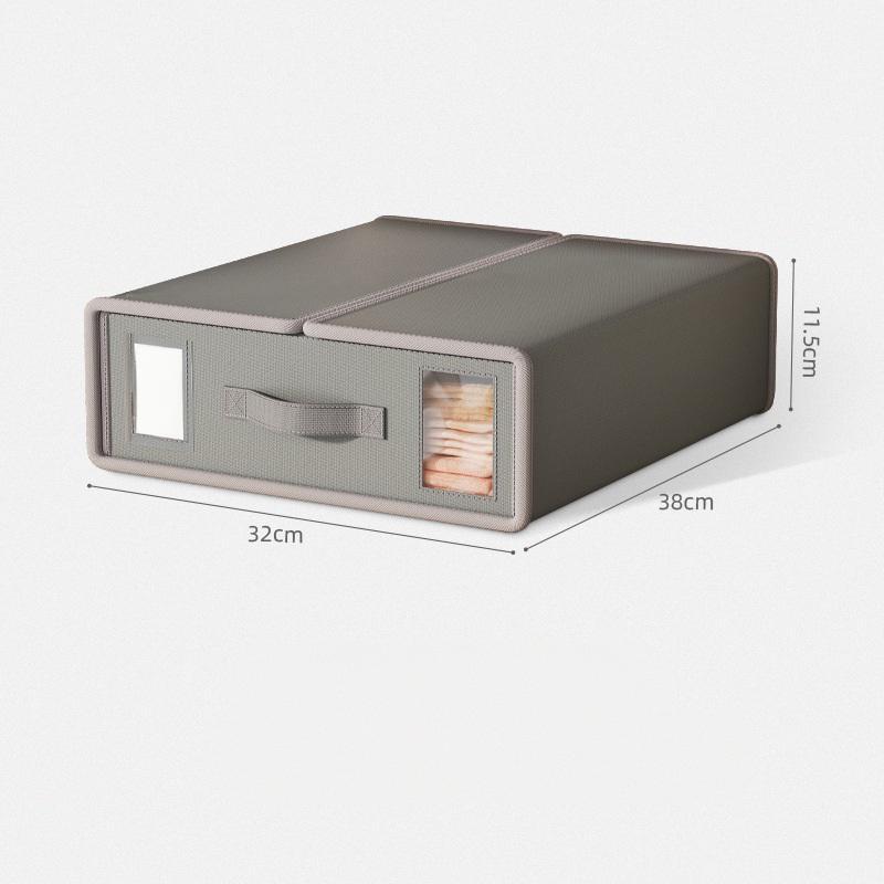 

Sheet Set Storage Box Organizer Fabric Folding Window Zipper Blanket Organizer Box Wardrobe Bed Clothes Storage Organizer сірий колір