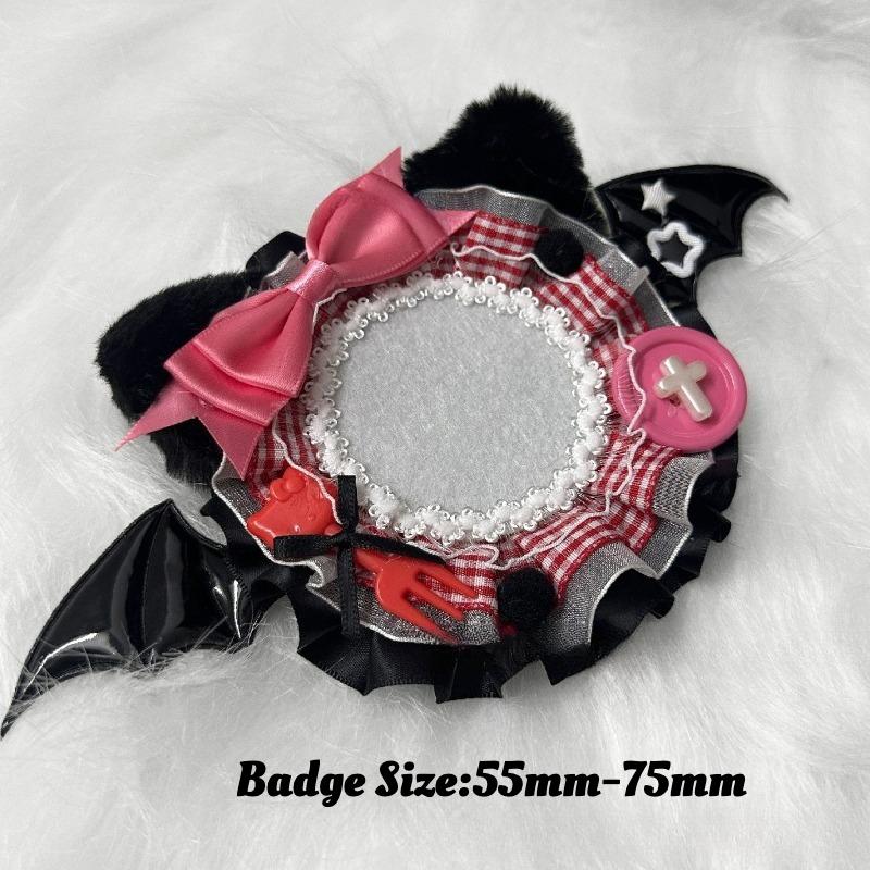 Cute Plush Badge Ornaments for 55mm 75mm Anime Pin Handmade Black Wings Mental Pins Holder Creative Goods Decoration Wholesales
