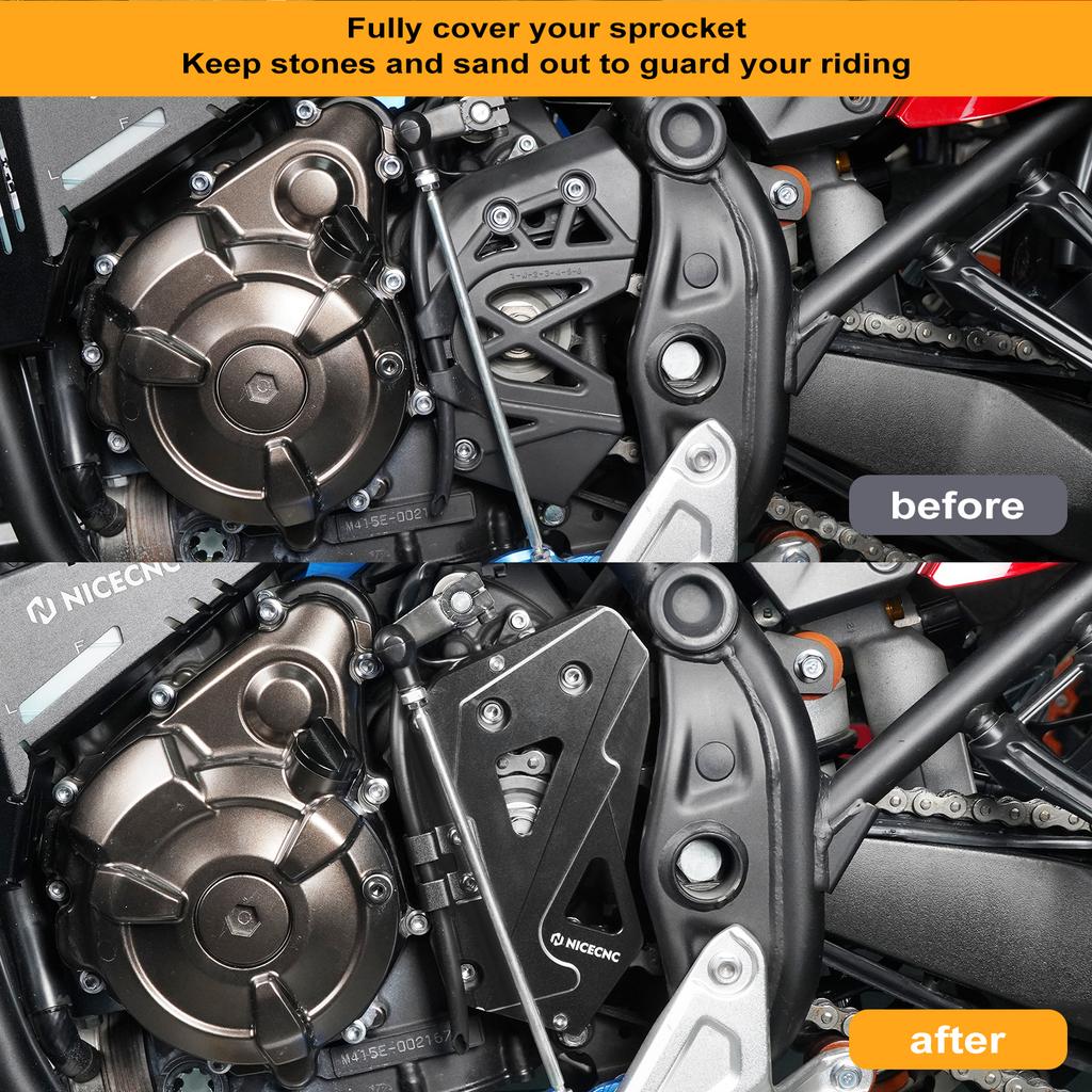 NICECNC For Yamaha Tenere 700 2019-2024 Chain Sprocket Guard Gear Shift Linkage Cover T700 XTZ700 Tenere 700 Accessories