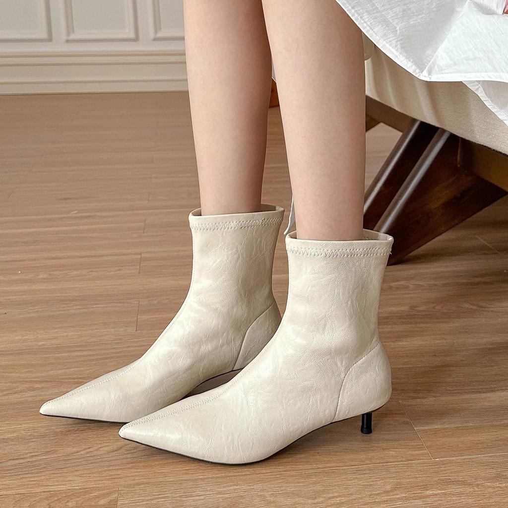 Vintage Brown Soft Leather Cat Heel Boots Women's 2025 Autumn New Fashion and Versatile Small Heel Leather Boots Women's Fashion Boots