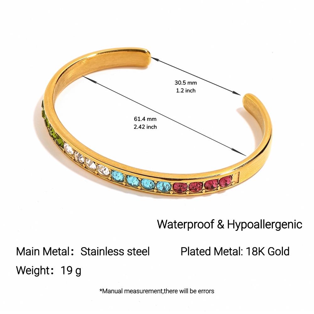 Yingtai Women's Non-fading Oval Colorful Irregular Stainless Titanium Steel Bracelet, Electroplated 18k Gold, European & American Style.