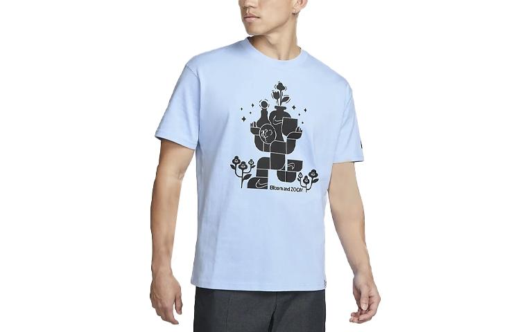 Nike T Shirts Men s Blue Crew Neck Moderate Straight Fit DQ1011-548 L