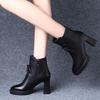 Women's High Heel Leather Ankle Boots with Velvet Lining - Non-Slip Lace-Up Martin Platform for Fall/Winter