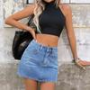 Women High Waist Denim Skirts Vintage Jeans Straight Mini Skirt for Ladies Summer Wear