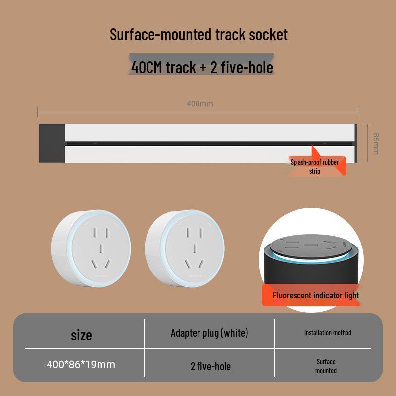 Movable Surface-Mounted Wireless Track Socket for Kitchen Island