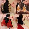New Chinese Style Red Koi Lion Dancing Fringed Earrings Retro Temperament Court Style Stud Earrings Women