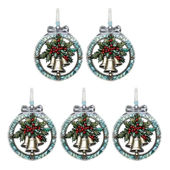 Yousheng Bell Stained Glass Orament Small Bell Suncatcher Window Christmas Tree Hanging Ornaments for Christmas Home Decor
