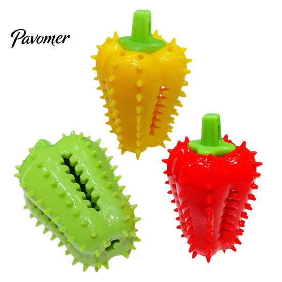 Spiky Chili Dog Chew Toys Toy, Treat Dispenser Shaped Enrichment Interactive Rubber Toy for Teeth Cleaning, Mental Stimulation Anxiety Relief
