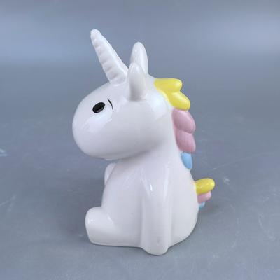 Creative Cartoon Painted Ceramic Unicorn Piggy Bank Rainbow Unicorn Piggy Bank Change Beast Head Piggy Bank
