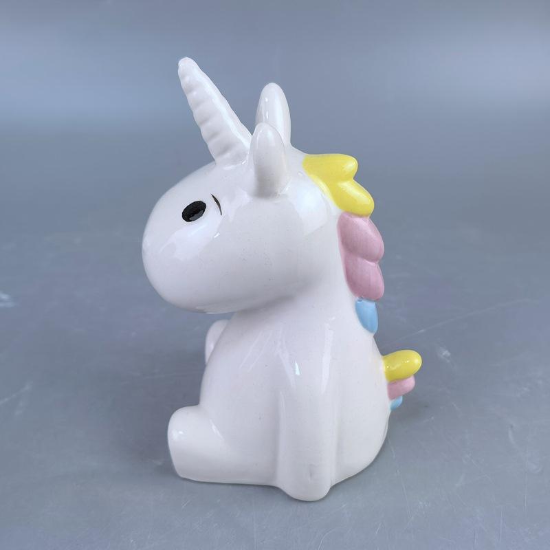 Ceramic piggy bank, piggy bank, rainbow horse, children s birthday gift, lucky ornament, golden pig coin piggy bank.
