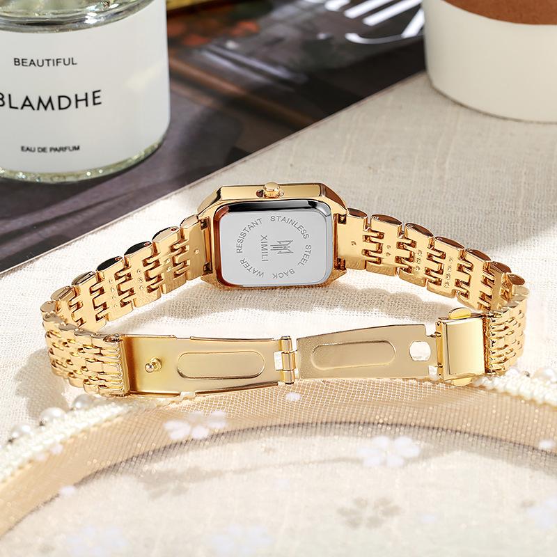 Quartz Womens 2024 Versatile Square Watch With Steel Band