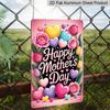 2D Flat, 1pc Heart Balloon Floral Mother's Day Metal Wall Art Sign "Happy Mother's Day" - 8*12 Inch Aluminium Rustic Home Decor, Cute Wall Art, Sweet