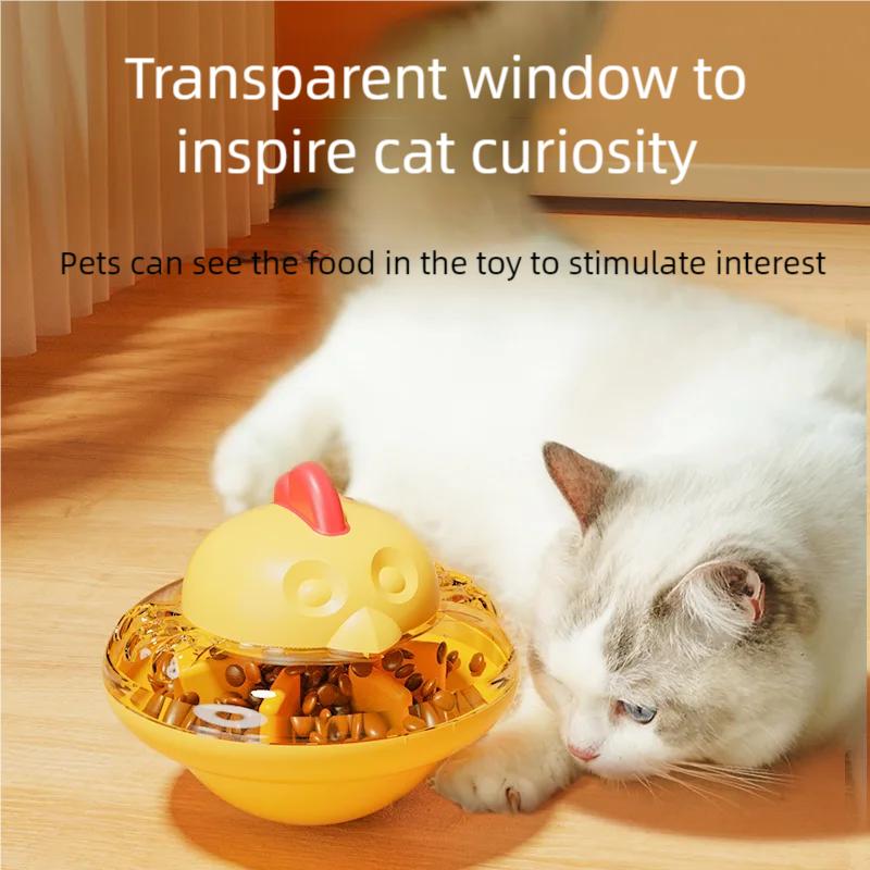 Chicken Shaped Cat Treat Dispenser Toy Adjustable Hole Slow Feeder Healthy Eating Interactive Pet Toy Easy Clean for Cats Dogs
