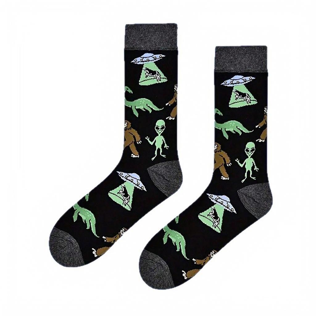 Men's Big Size Cotton Socks – Animal Life Series Novelty Themed Socks for Everyday Casual