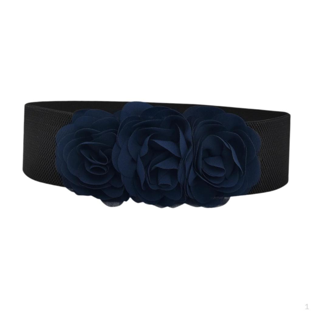 Elastic Waist Belt for Women with Floral Design