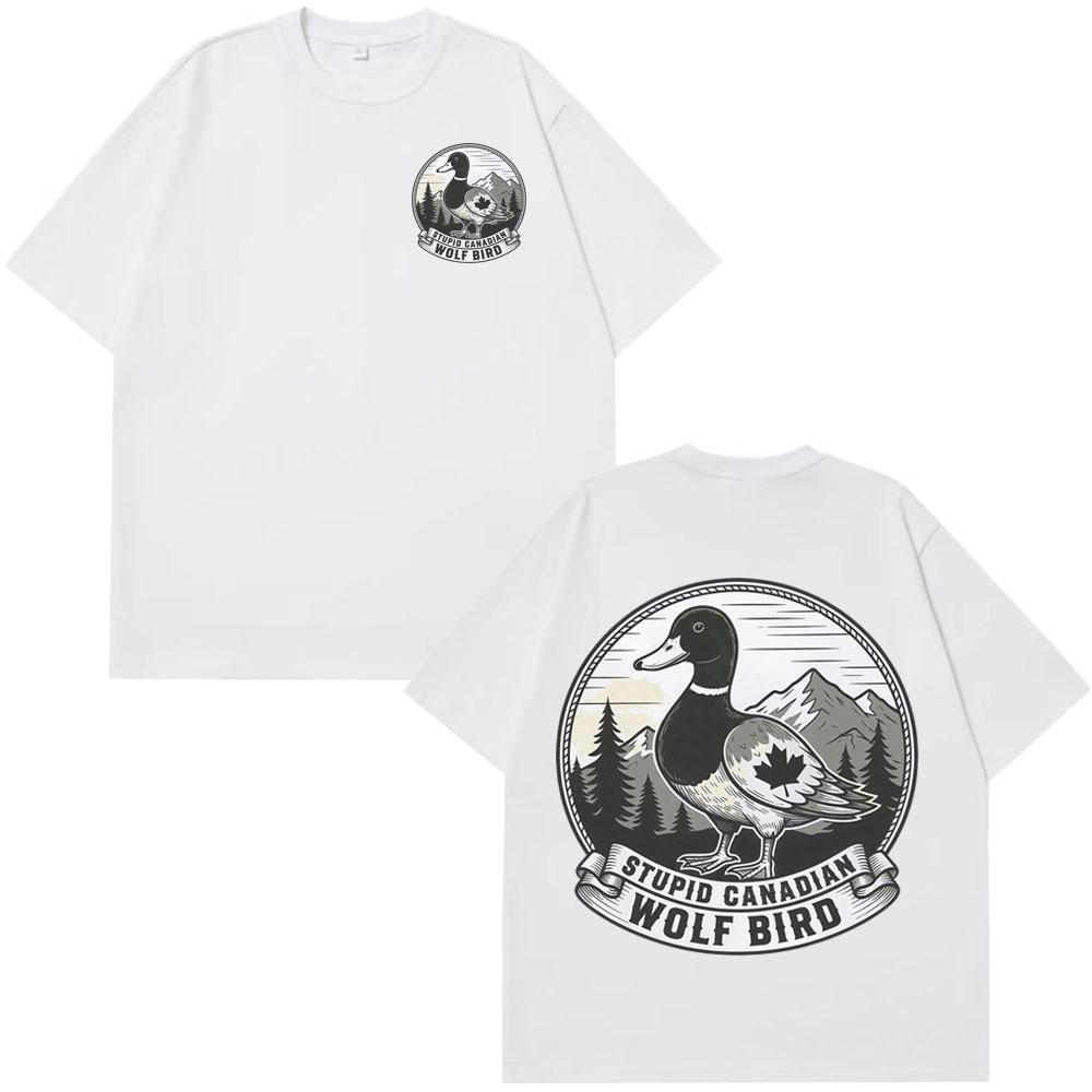 Stupido Lupo Uccello Canadese Divertente Meme Maglietta Uomo Donna Casual Cotone Oversize T-shirt Estiva Larga Vintage T-shirt Streetwear
