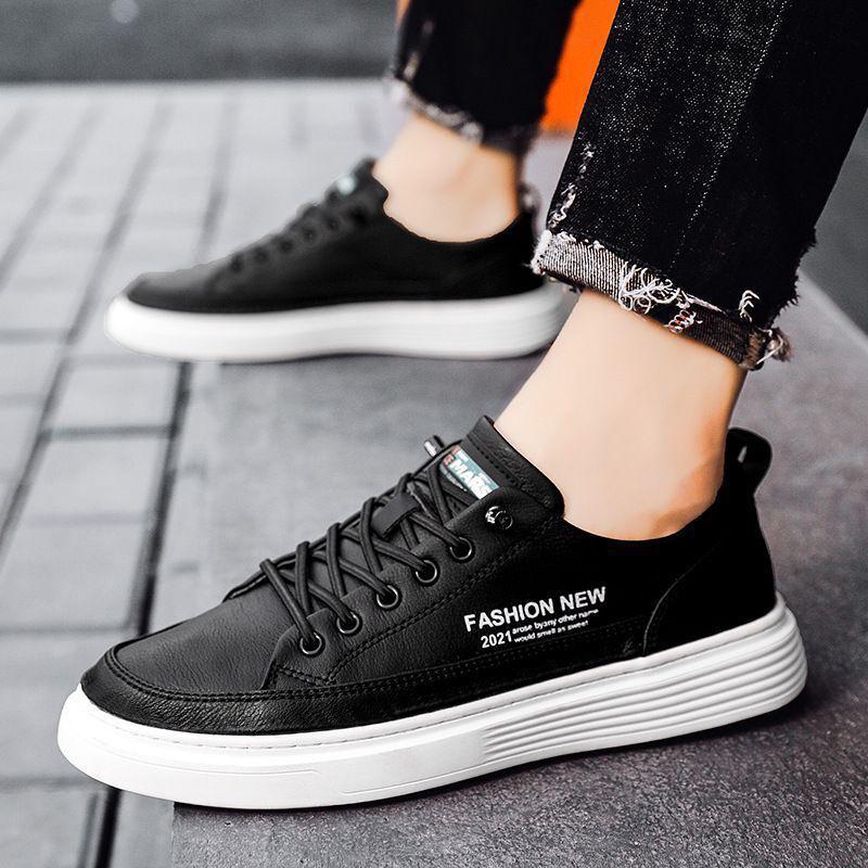 

Мужские повседневные белые спортивные туфли из мягкой кожи - Корейский стиль, трендовые, универсальные, с мягкой подошвой 43