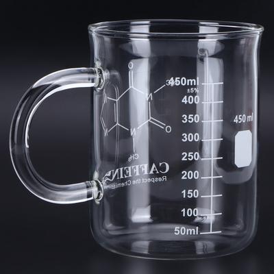 Tazza multifunzione da 450 ml in vetro borosilicato con manico e scala di misurazione per caffè e tè