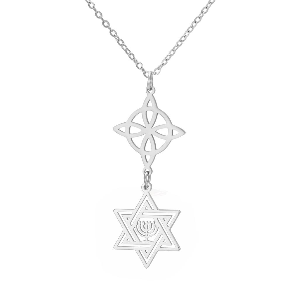 Dreamtimes VigWitches Knot Tetragrammaton Hexagram Candlestick Pendant Necklace for Women Men Witchcraft Wiccan Jewelry Gifts