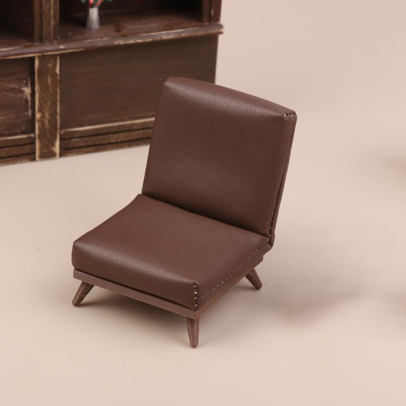 

1:12 Scale Dollhouse Miniature Single Pu Leather Sofa Chair Doll House Living Room Furniture Model For Diy Scene Decoration кавовий