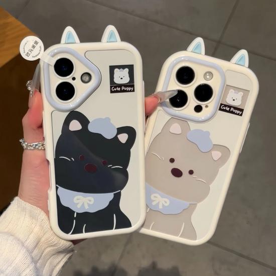 West Highland Ear Style Apple 16 Pro Cute Cream Case Transparent iPhone 15 Pro Phone Case Full Coverage New Model