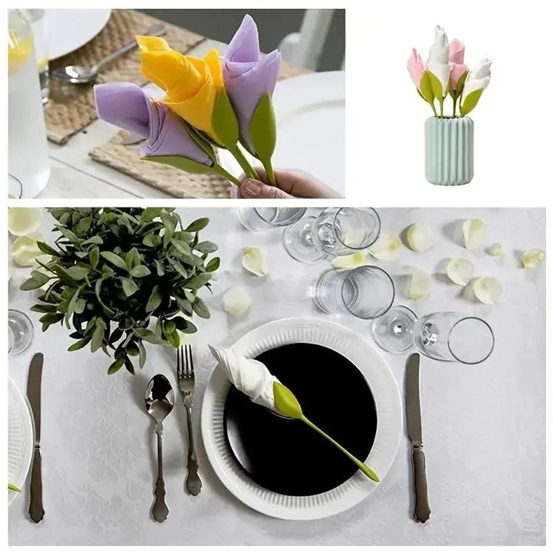 1/4 stuks Servethouder Servetstandaard Papieren Rol Bloem Roos Romantische Decoratie Perfect voor Feesten Dates Bruiloften