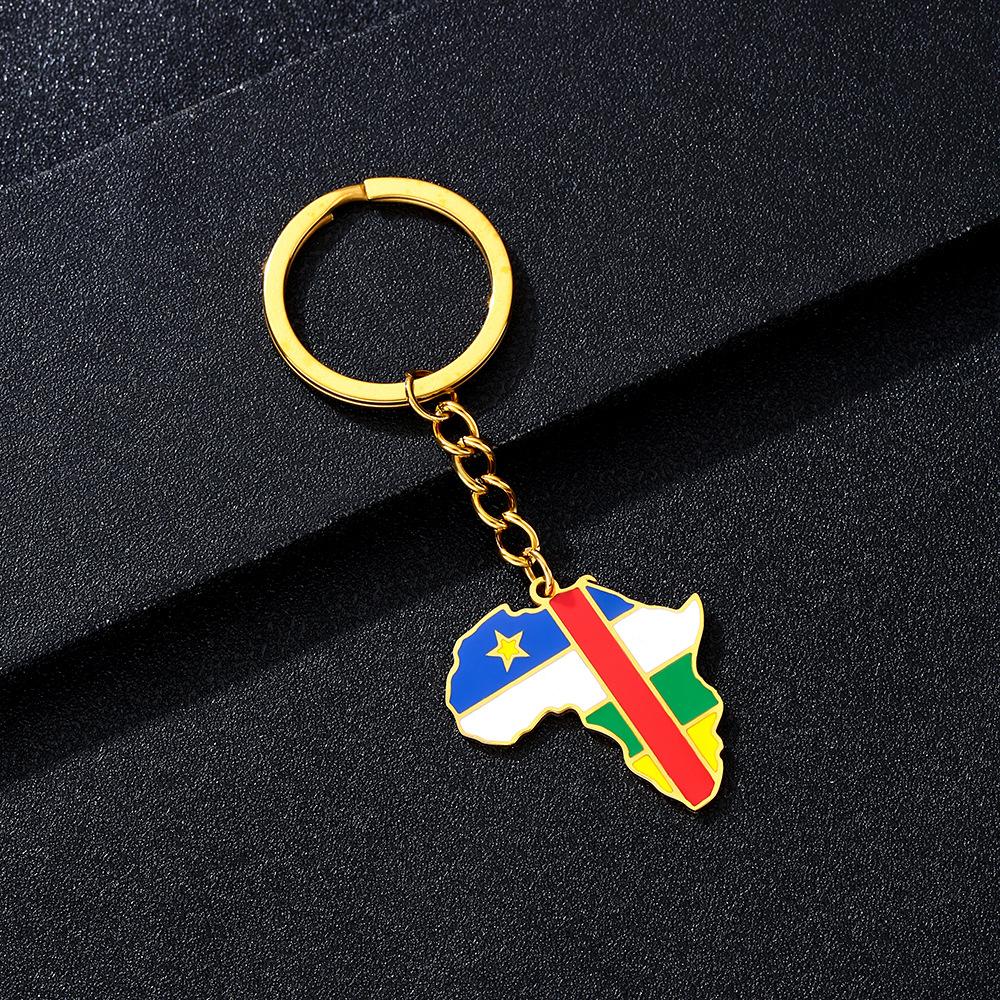 Portachiavi Premium in Acciaio Inossidabile con Ciondolo Mappa Bandiera Africa Ghana Nigeria Capo Verde Congo Uganda Regalo per Appassionati di Viaggi