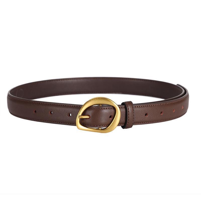 True Leather Womens Belt With Geometric Buckle For Casual Jeans Styling