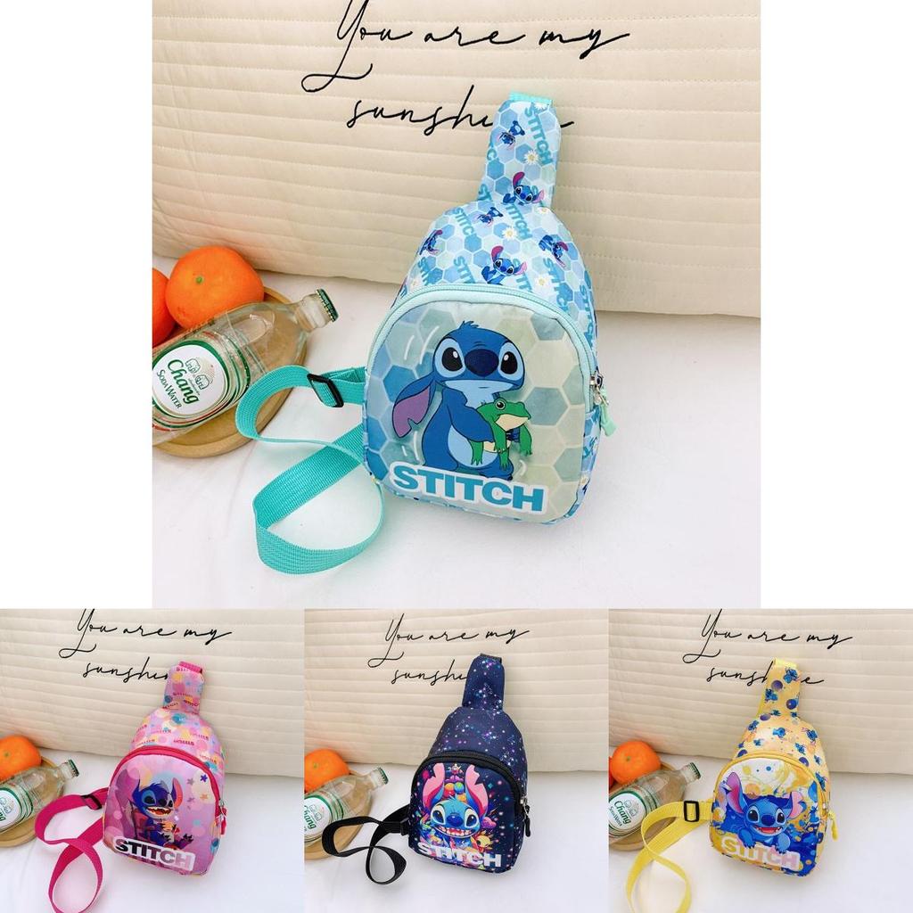 Stitch Cartoon Kids Coin Purse Chest Bag With Polyester Lining For Daily Outdoor Use