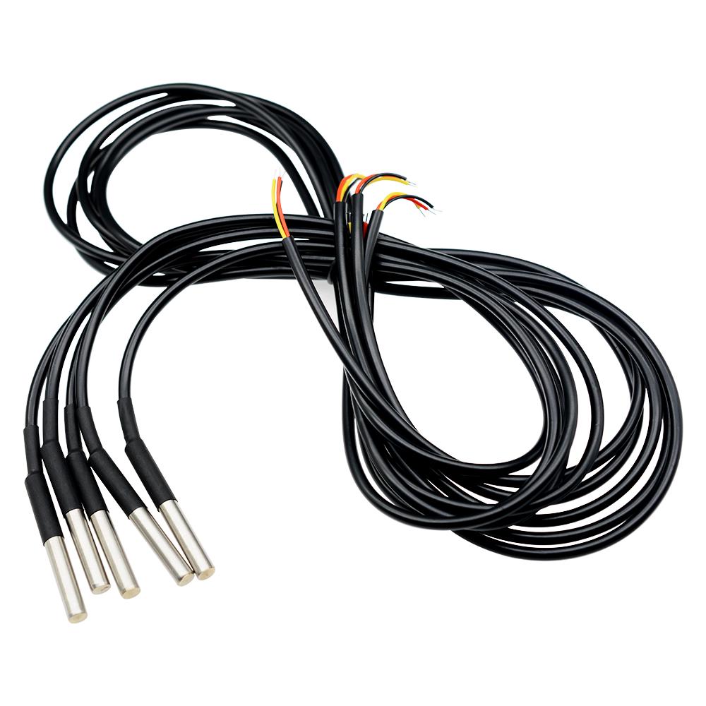 5/1pcs DS18B20 1M 2M 2.5M 3M Waterproof Cable Temperature Probe Waterproof Temperature Sensor DS18B20 Waterproof Cable